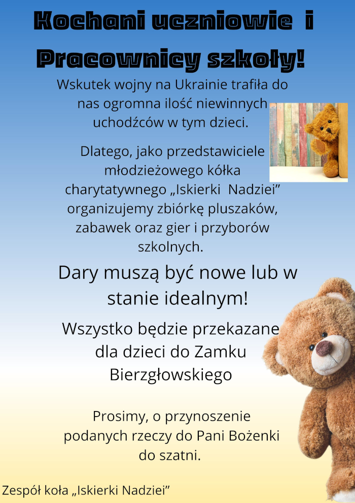 plakat informacja zbiórka dla Ukrainy